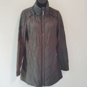 Athleta Longer CYA Quilted Jacket Forest  M